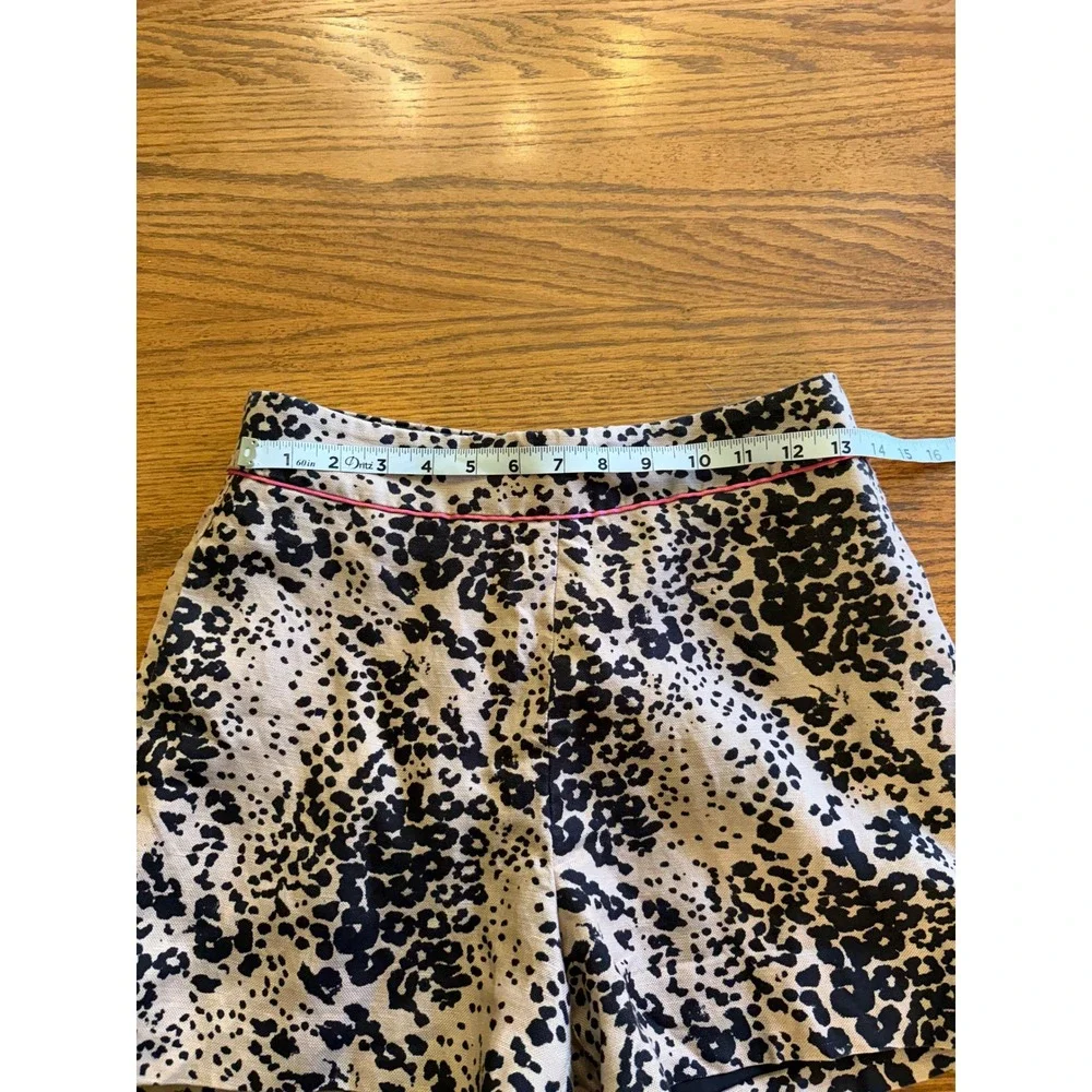 J.Crew Women Leopard Print Linen Blend Shorts Size 4‎ Animal Print Lined